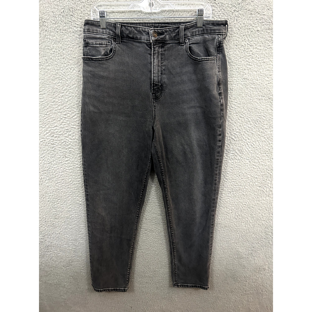 American Eagle Jeans Womens 14 Black Gray Denim Mom Jean Stretch Ladies 34x27.5